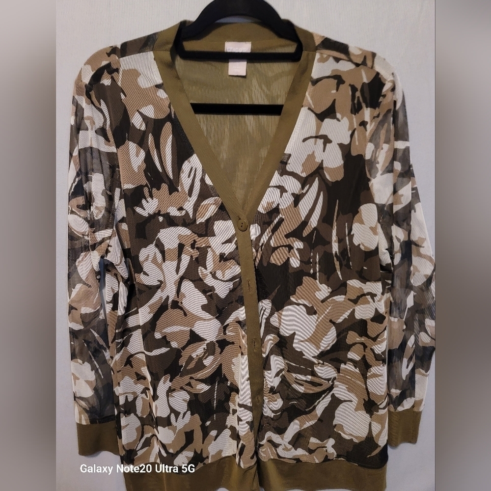 Chico Jacket/ Cardigan Green Camo Mesh Size 2 (large)